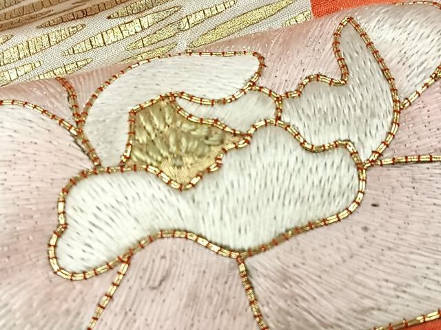 平和屋着物■豪華振袖　駒刺繍　扇面花文　金彩　正絹　逸品　CABG6673xe