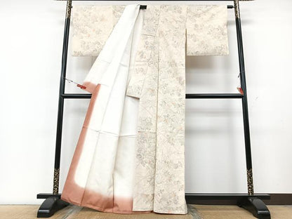平和屋着物■上質な紬　草花文　正絹　逸品　CABG6679xe