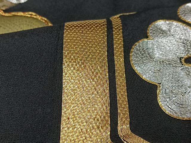 平和屋着物■豪華黒留袖　駒刺繍　雲取り吉祥花文　金彩　正絹　逸品　CABG6680xe