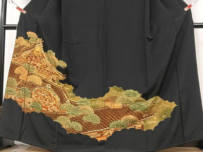 平和屋着物■豪華駒刺繍　風景文　正絹　逸品　CABG6681xe