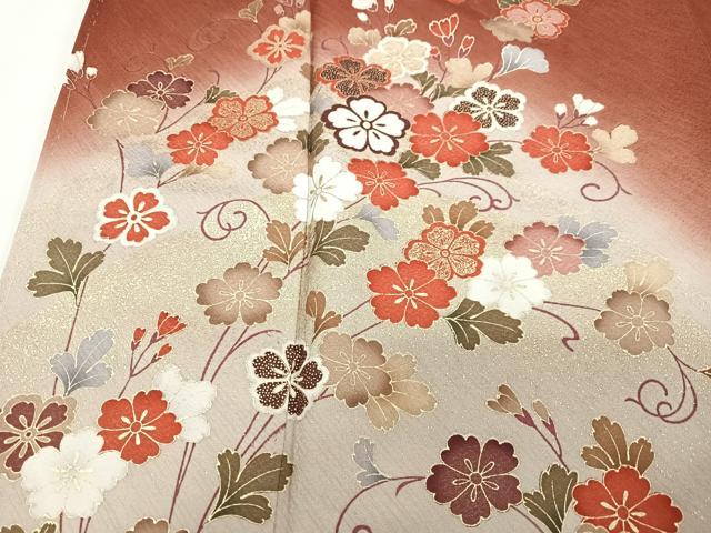 平和屋着物■豪華色留袖　草花文　暈し染め　金彩　正絹　逸品　CABG6686xe