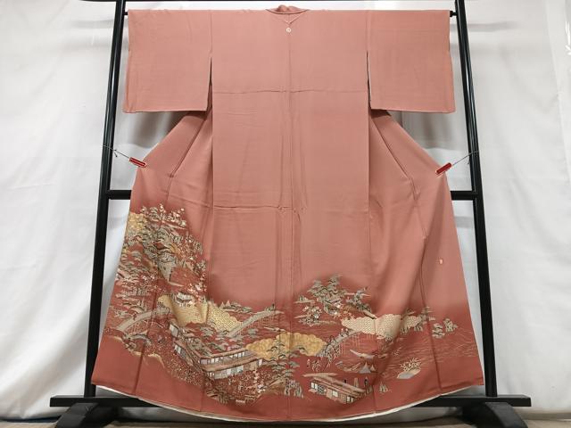 平和屋着物■豪華色留袖　作家物　渡り橋風景文　暈し染め　金彩　正絹　逸品　CABG6687xe