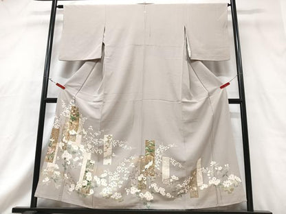 平和屋着物■豪華色留袖　駒刺繍　短冊華鳥文　金彩　正絹　逸品　CABG6688xe