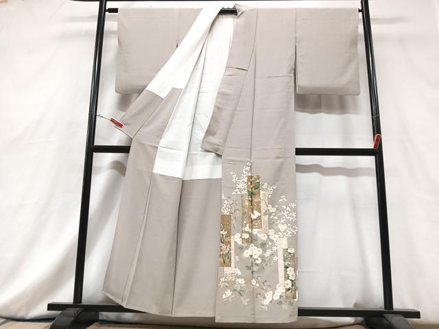 平和屋着物■豪華色留袖　駒刺繍　短冊華鳥文　金彩　正絹　逸品　CABG6688xe