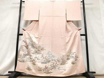 平和屋着物■色留訪問着　風景文　金彩　正絹　逸品　CABG6689xe