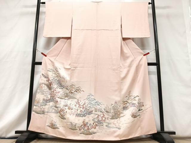 平和屋着物■色留訪問着　風景文　金彩　正絹　逸品　CABG6689xe