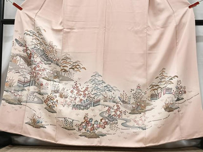 平和屋着物■色留訪問着　風景文　金彩　正絹　逸品　CABG6689xe