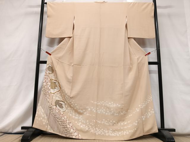 平和屋着物■豪華色留袖　駒刺繍　飛鶴花文　金彩　正絹　逸品　CABG6690xe