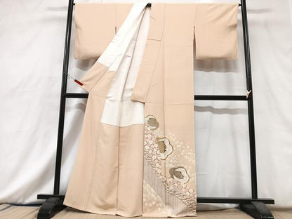 平和屋着物■豪華色留袖　駒刺繍　飛鶴花文　金彩　正絹　逸品　CABG6690xe