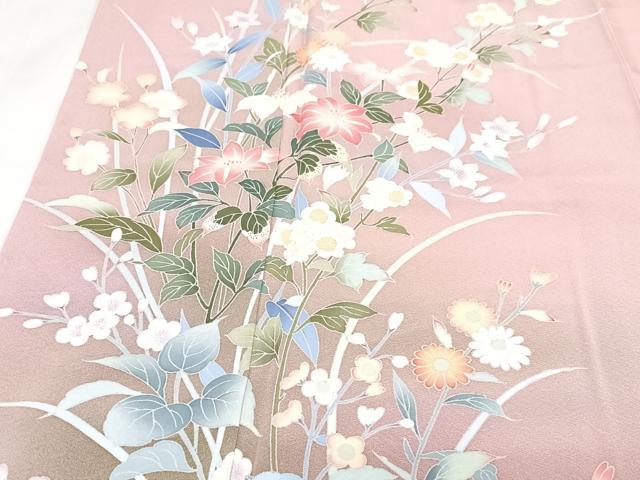 平和屋着物■訪問着　草花文　正絹　逸品　CABG6696xe