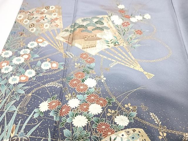 平和屋着物■豪華色留袖　扇面草花文　暈し染め　金彩　正絹　逸品　CABG6698xe