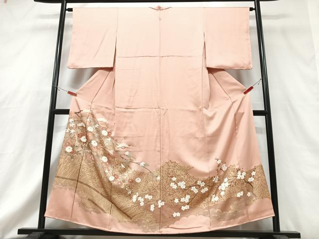 平和屋着物■豪華色留袖　枝花文　金彩　正絹　逸品　CABG6701xe