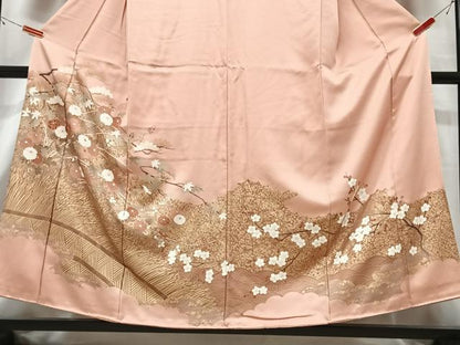 平和屋着物■豪華色留袖　枝花文　金彩　正絹　逸品　CABG6701xe