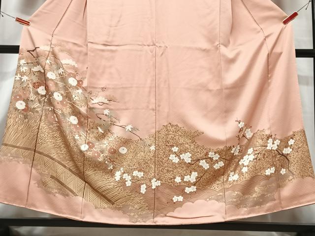 平和屋着物■豪華色留袖　枝花文　金彩　正絹　逸品　CABG6701xe