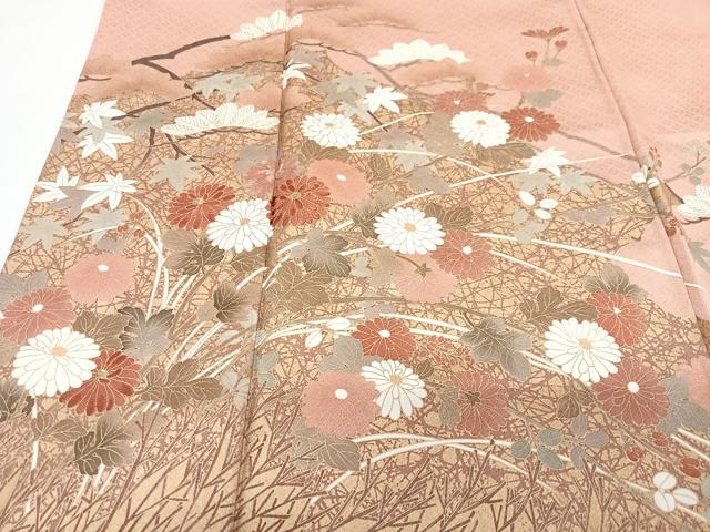 平和屋着物■豪華色留袖　枝花文　金彩　正絹　逸品　CABG6701xe