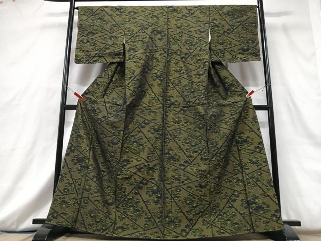 平和屋着物■上質な紬　切嵌花文　正絹　逸品　CABG6706xe