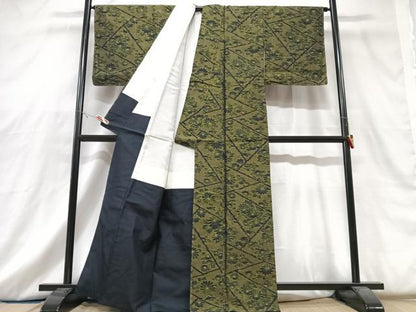 平和屋着物■上質な紬　切嵌花文　正絹　逸品　CABG6706xe