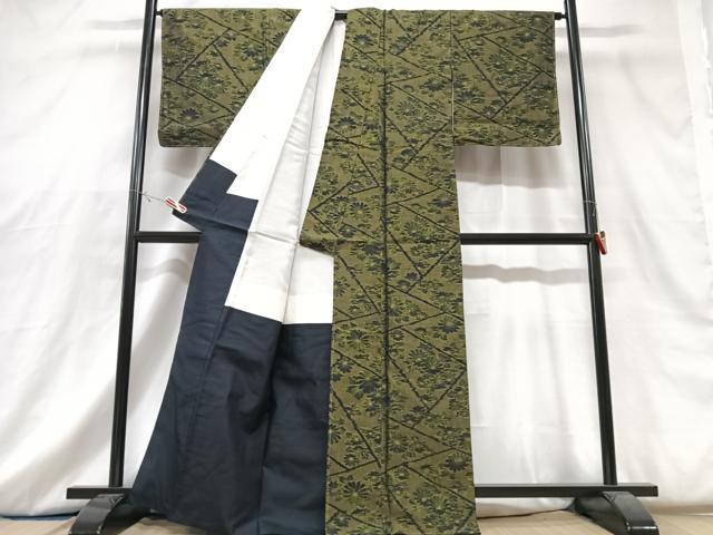 平和屋着物■上質な紬　切嵌花文　正絹　逸品　CABG6706xe