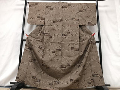 平和屋着物■上質な紬　草花文　正絹　逸品　CABG6707xe