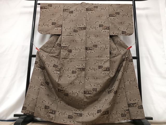 平和屋着物■上質な紬　草花文　正絹　逸品　CABG6707xe
