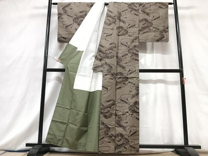 平和屋着物■上質な紬　風景花文　正絹　逸品　CABG6715xe