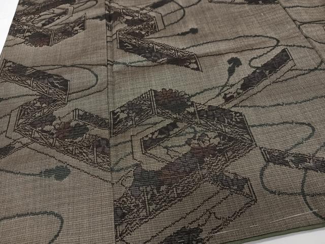 平和屋着物■上質な紬　風景花文　正絹　逸品　CABG6715xe