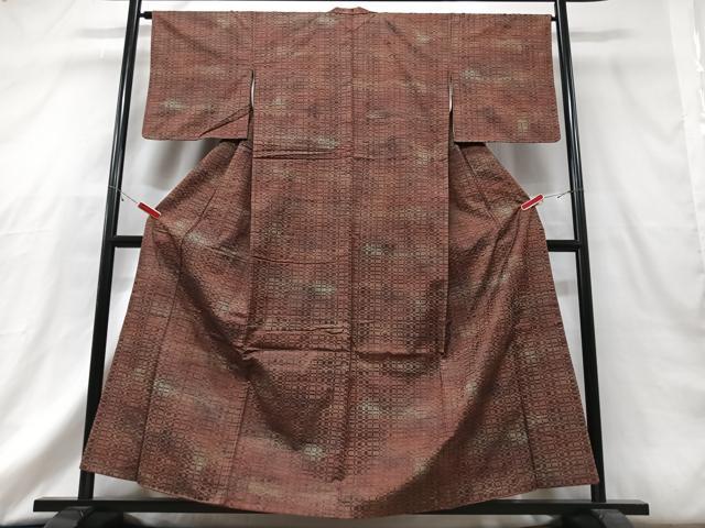 平和屋着物■上質な小紋　紬地　格子柄　暈し染め　正絹　逸品　CABG6720xe