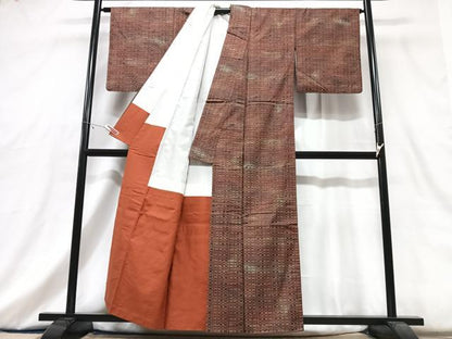平和屋着物■上質な小紋　紬地　格子柄　暈し染め　正絹　逸品　CABG6720xe