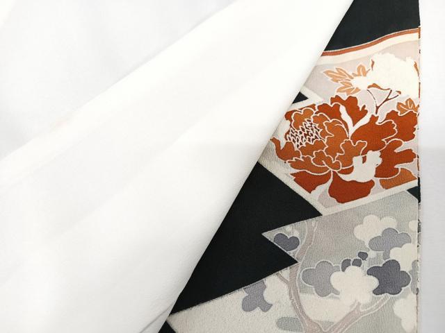 平和屋着物■豪華黒留袖　駒刺繍　孔雀花文　金彩　正絹　逸品　CABG6723xe