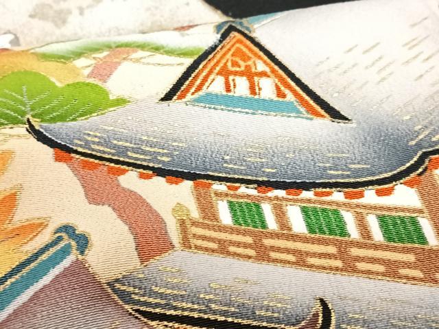 平和屋着物■豪華黒留袖 駒刺繍 鉾 風景文 金彩 正絹 逸品 CABG6735xe