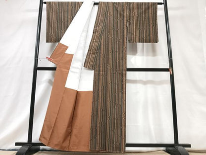 平和屋着物■上質な紬　縞　正絹　逸品　未使用　CABG6748xe