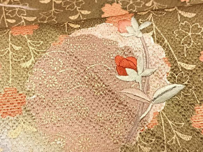 平和屋着物■訪問着　刺繍　雪輪草花文　暈し染め　金彩　正絹　逸品　CABG6752xe