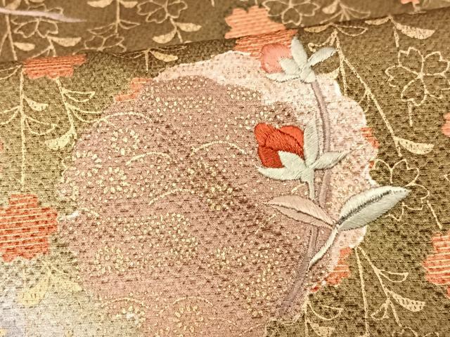 平和屋着物■訪問着　刺繍　雪輪草花文　暈し染め　金彩　正絹　逸品　CABG6752xe