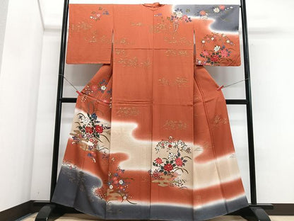 平和屋着物■訪問着　枝花文　暈し染め　金彩　正絹　逸品　CABG6762xe