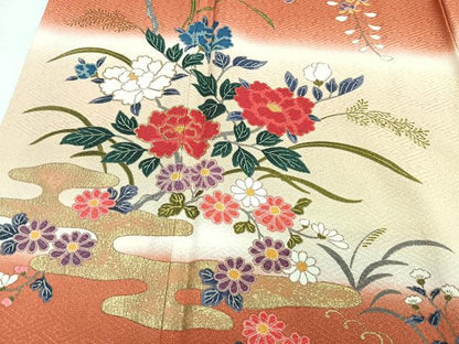 平和屋着物■訪問着　枝花文　暈し染め　金彩　正絹　逸品　CABG6762xe