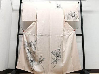 平和屋着物■訪問着　手描き　枝花文　正絹　逸品　CABG6767xe