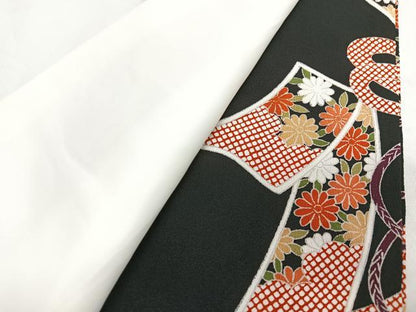 平和屋着物■豪華黒留袖　文箱短冊花鳥文　金彩　正絹　逸品　CABG6769xe