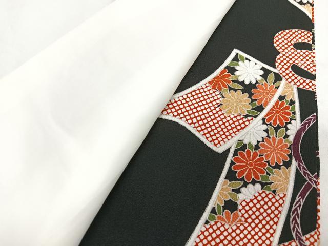平和屋着物■豪華黒留袖　文箱短冊花鳥文　金彩　正絹　逸品　CABG6769xe