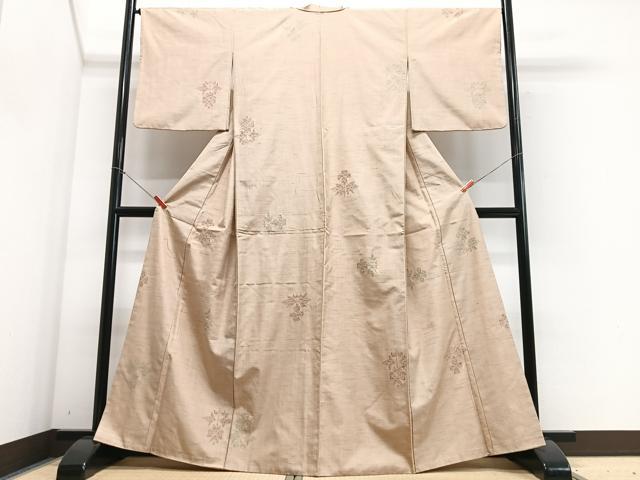平和屋着物■上質な紬　草花文　正絹　逸品　CABG6770xe