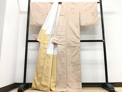 平和屋着物■上質な紬　草花文　正絹　逸品　CABG6770xe