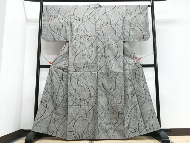 平和屋着物■上質な紬　幾何学文様　正絹　逸品　未使用　CABG6777xe
