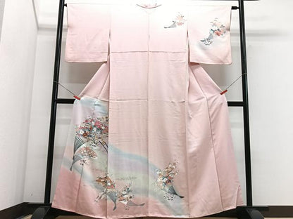 平和屋着物■訪問着　御所車扇面花文　金彩　正絹　逸品　CABG6778xe