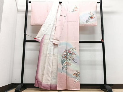 平和屋着物■訪問着　御所車扇面花文　金彩　正絹　逸品　CABG6778xe