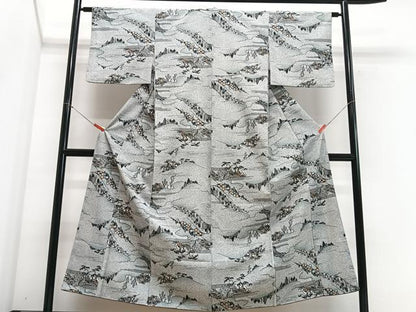 平和屋着物■上質な小紋　風景文　正絹　逸品　CABG6782xe