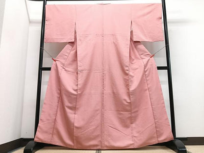 平和屋着物■色無地　珊瑚色　洗える着物　CABG6789xe