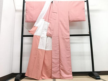 平和屋着物■色無地　珊瑚色　洗える着物　CABG6789xe
