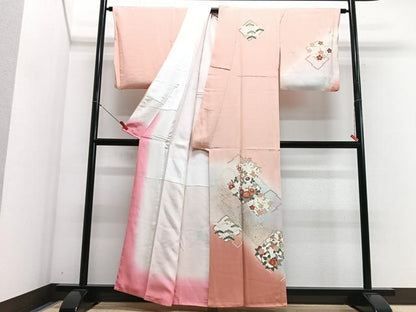 平和屋着物■訪問着　草花文　暈し染め　金彩　正絹　逸品　CABG6791xe