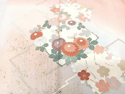 平和屋着物■訪問着　草花文　暈し染め　金彩　正絹　逸品　CABG6791xe