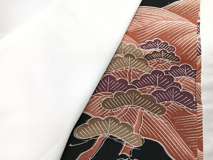 平和屋着物■黒留袖　尾長鳥浜松文　金彩　洗える着物　CABG6792xe
