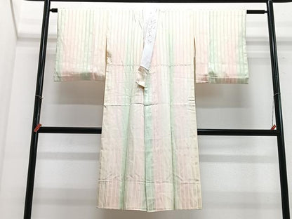 平和屋着物■長襦袢　袷　縞　正絹　逸品　CABG6793xe